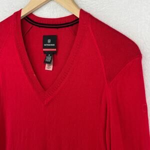 VICTORINOX Sweater Mens M Swiss Army V-Neck Pullover Jumper Angora Blend Red